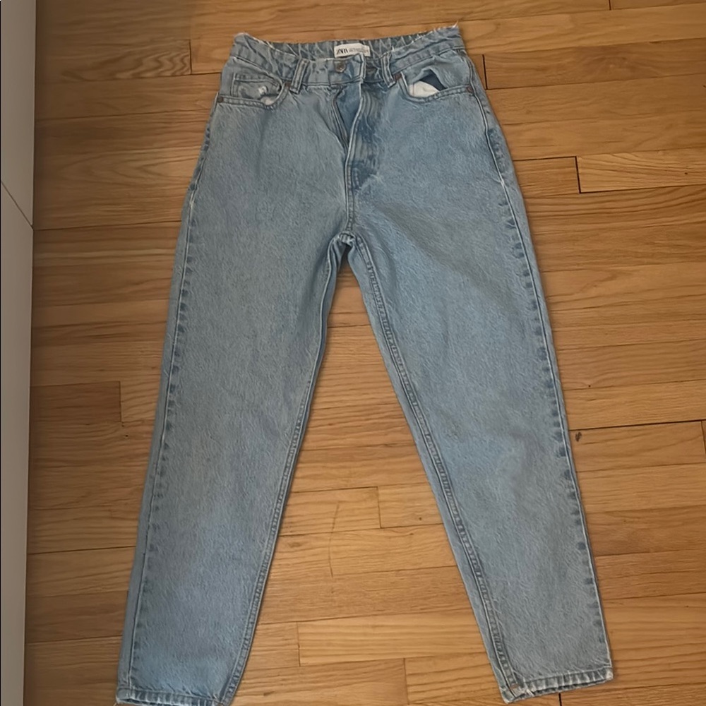 Zara Sky Blue Denim Trousers